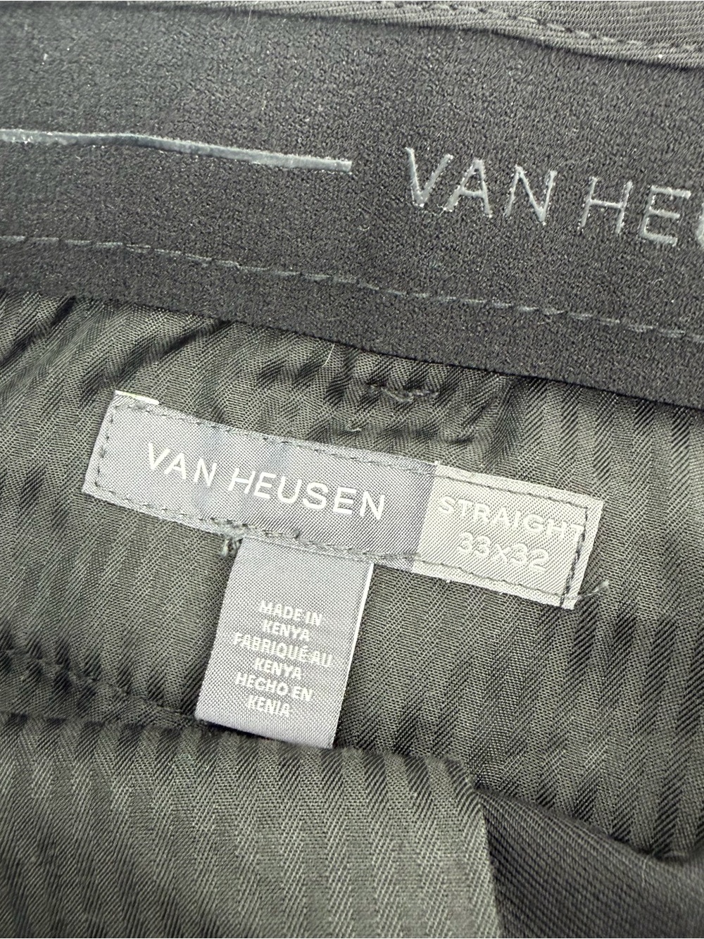 Van Heusen 33x32 Black Straight Leg Dress Pants Flex Waist - Picture 4 of 8